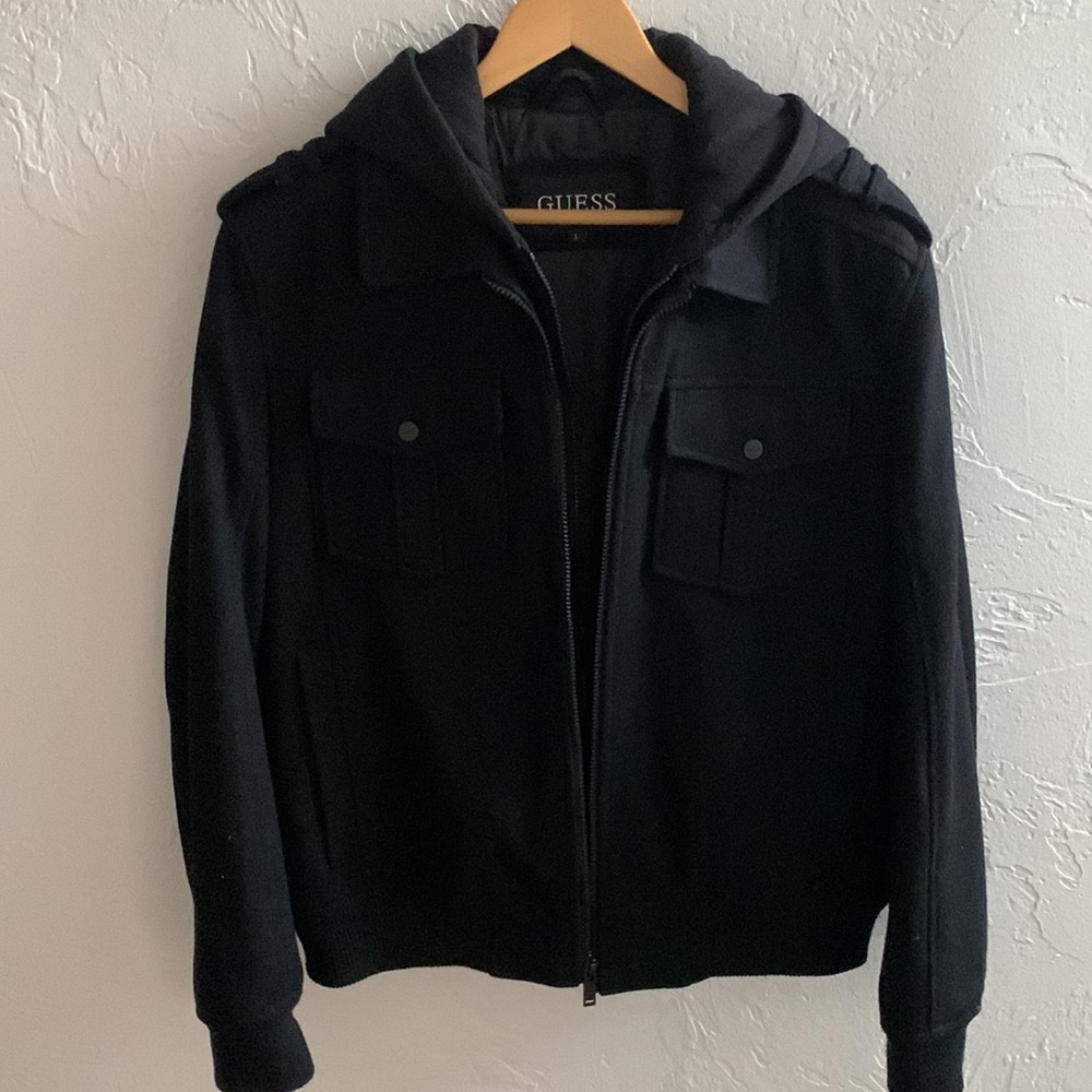 Mens Black Guess Jacket  Size Large